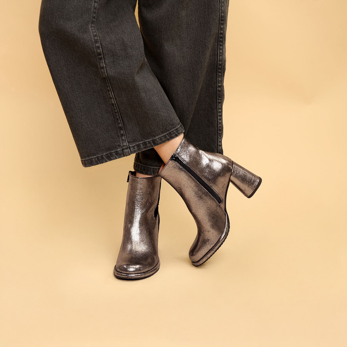 Miriam Metallic Iron High Boot by Esska Shoes Ltd