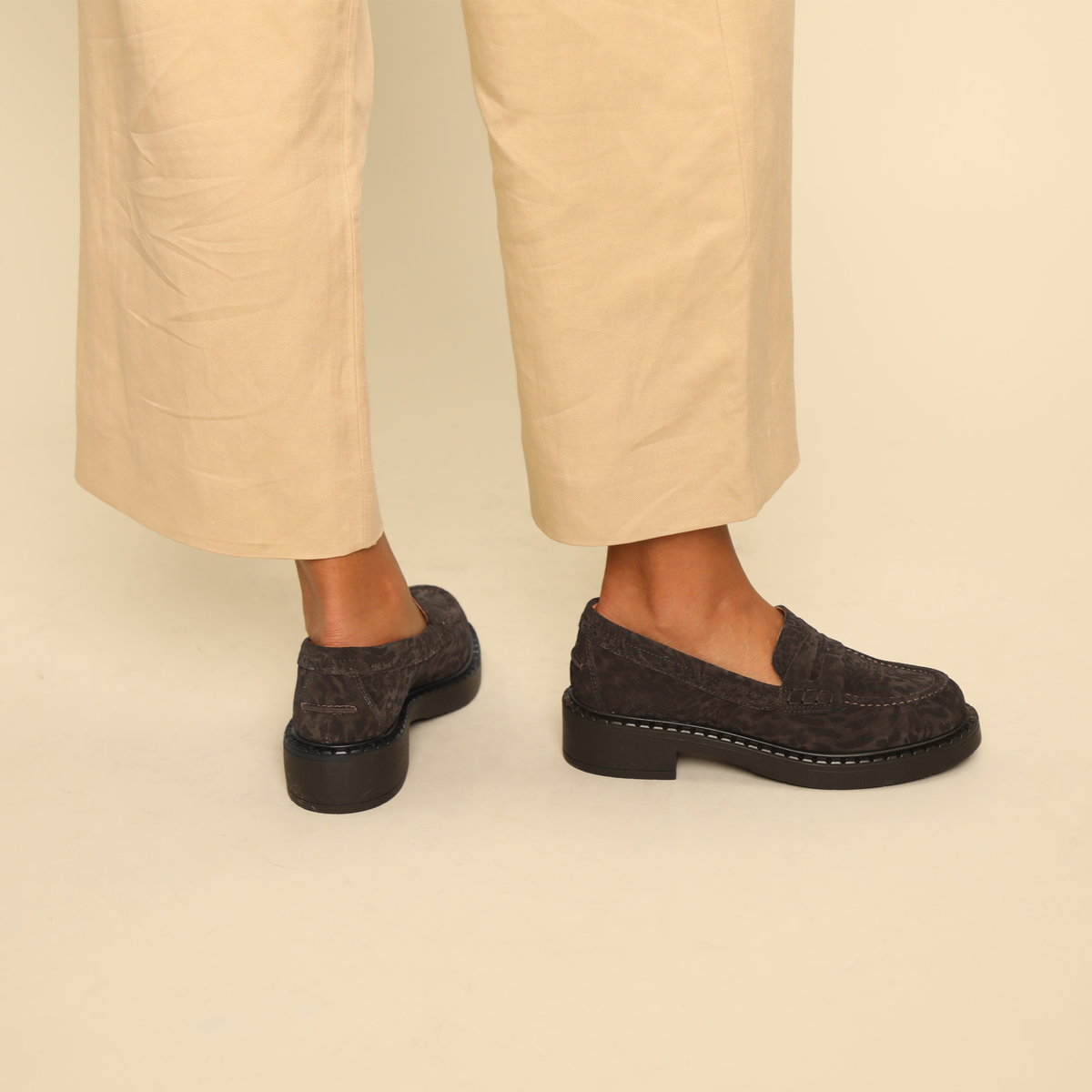 Ben Dark Brown Leopard Flat Shoe by Esska