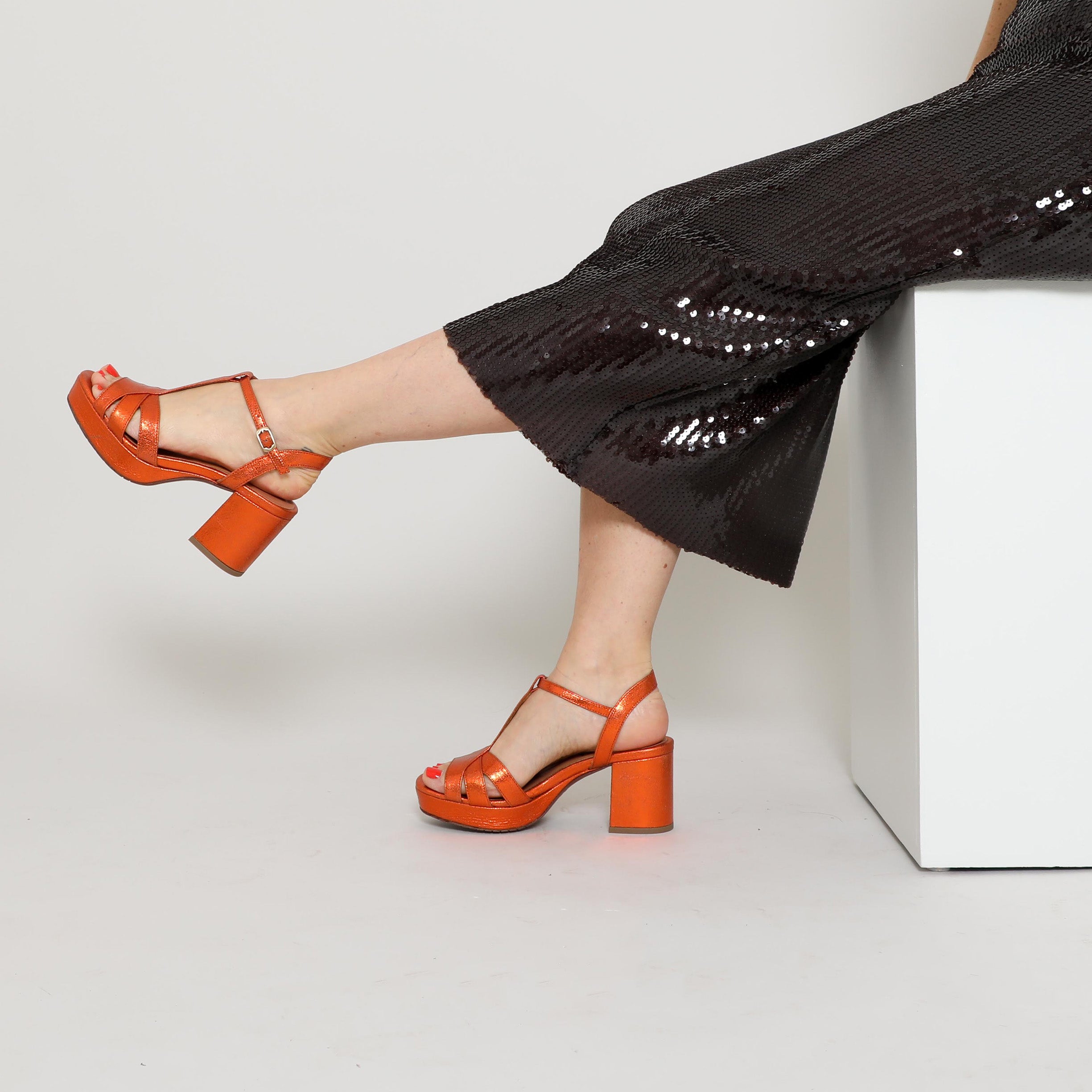 Metallic orange hot sale heels